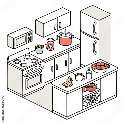 Kitchen cooking flat style generated by ai