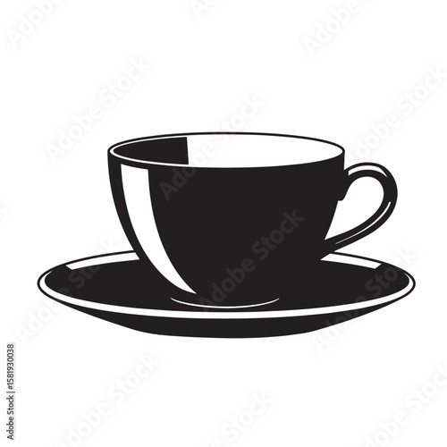Black coffee cup and saucer white beverage