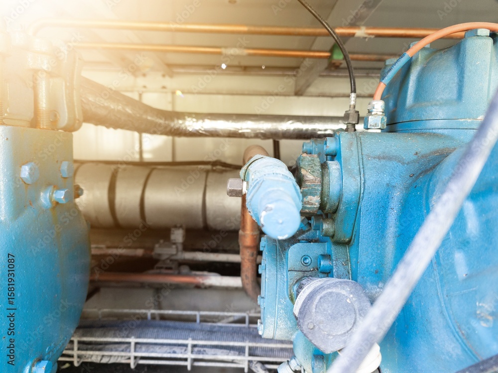 Fototapeta premium Installation of HVAC system on the refrigerant chiller.