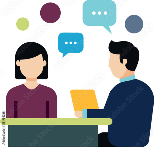 Flat Illustration Of A Professional Job Interview Process