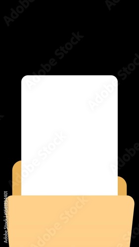 Animated Folder Opening with Document Paper – Flat Style Office UI Element in 4K - Transparent Background Alpha Channel Only on 4K