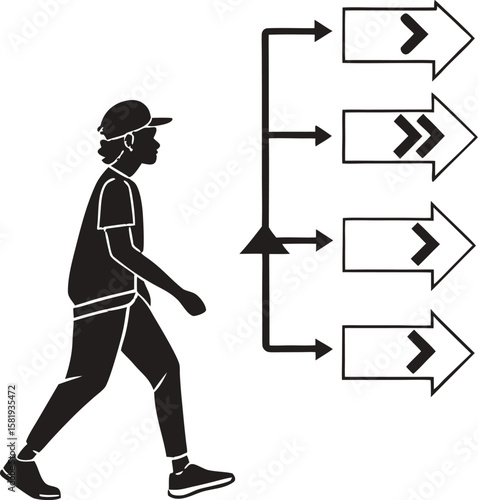 academic instruction steps layout silhouette vector