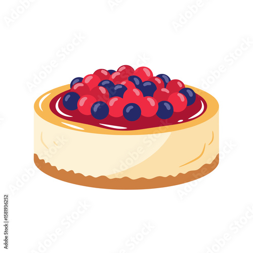 Berry Topped Cheesecake Dessert Illustration