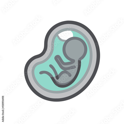 Icon of embryo in amniotic sac for bioethics and genetic engineering  