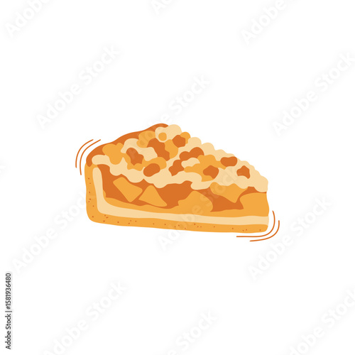 Slice of Apple Crumble Pie, Dessert Illustration
