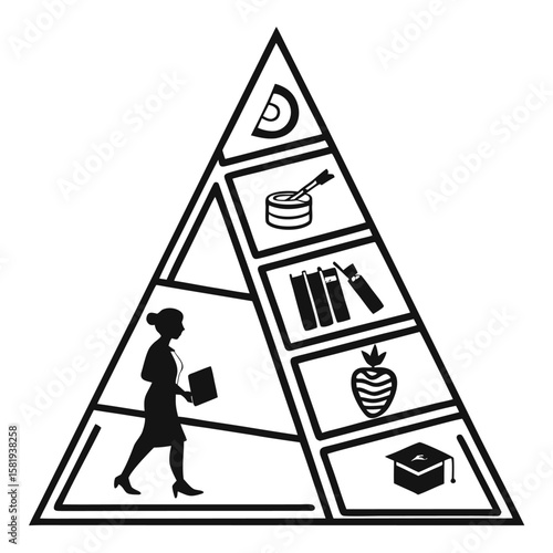 school system pyramid layout silhouette vector