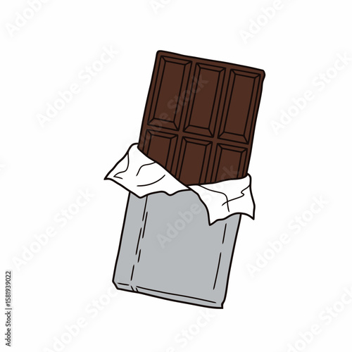 Unwrapped Dark Chocolate Bar Illustration