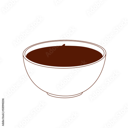 Simple Bowl of Chocolate Sauce: Minimalist Illustration