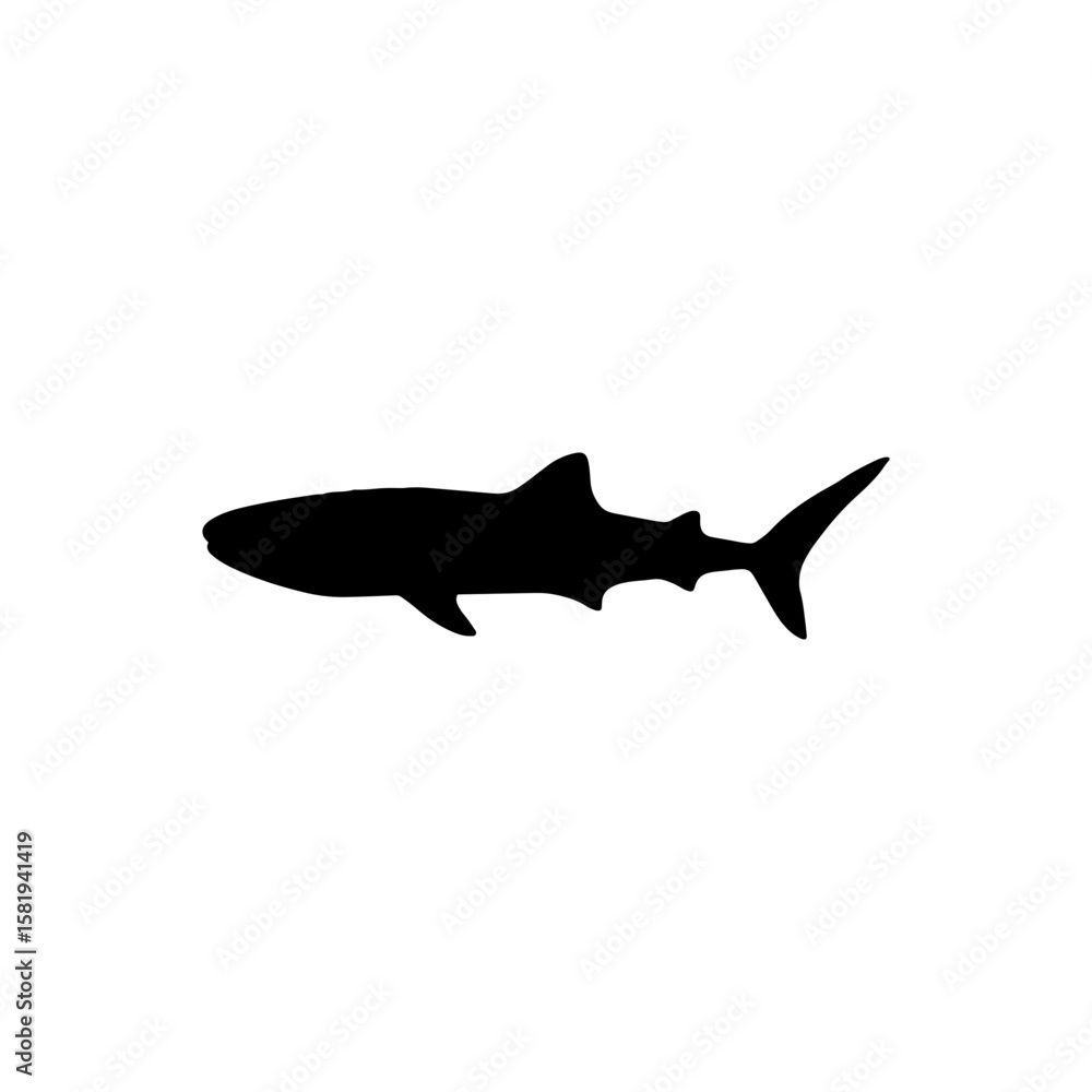 Fototapeta premium Whale shark silhouette icon vector flat design.