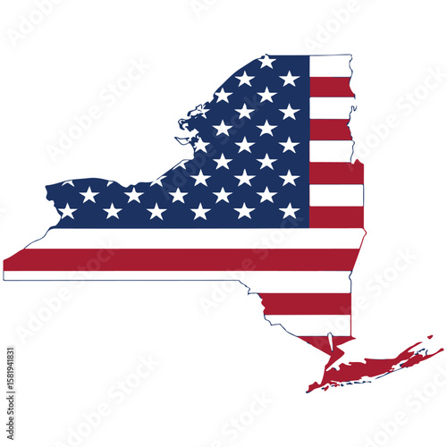 New York State with inside of the USA map flag symbolizing the United States of America.