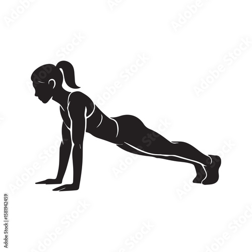 Push-Up Workout Silhouette – Bodyweight Exercise Vector