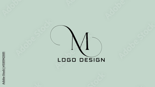 Elegant calligraphy-style "M" monogram logo with graceful swirls, perfect for luxury brands, fashion boutiques, wedding planners, or personal branding.