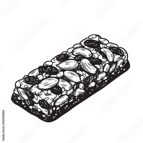 Nutty bar with almonds and raisins nuts dried fruit