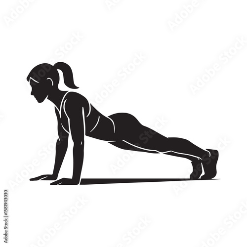 Push-Up Workout Silhouette – Bodyweight Exercise Vector