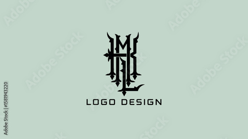 MKL monogram logo featuring vertical layout and sharp letter forms, ideal for creative studios, real estate firms, or law agencies.