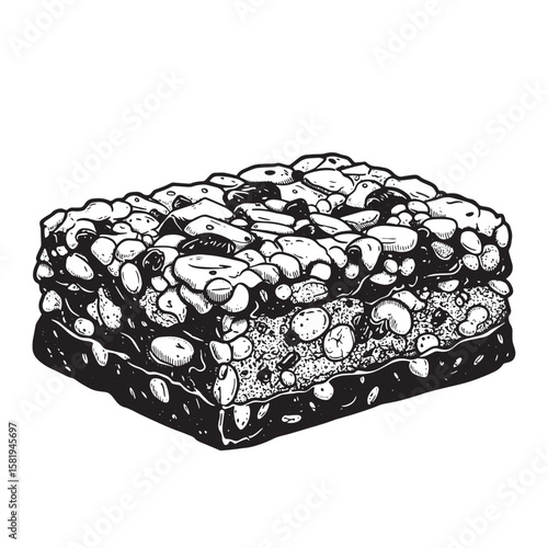 Rectangular confection with nuts and seeds baked good