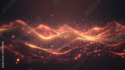 Abstract digital wave of glowing particles