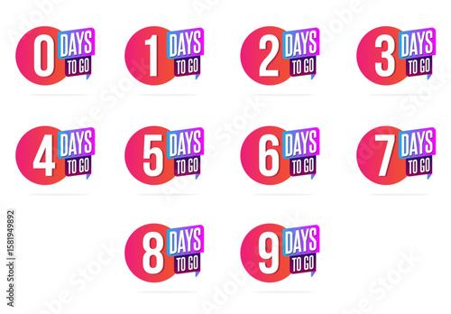 countdown left days banner count time sale nine eight seven six five four three two one zero days left vector illustration