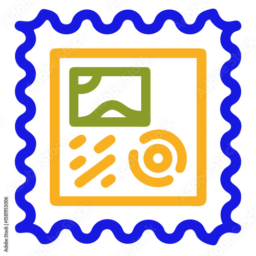 Graphic Icon of a Stylized Photo Frame with Colorful Borders for Digital Media, Web Design, Marketing, Branding, and Graphic Content Creation  