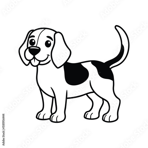 Cartoon beagle dog standing happily with black spots puppy illustration