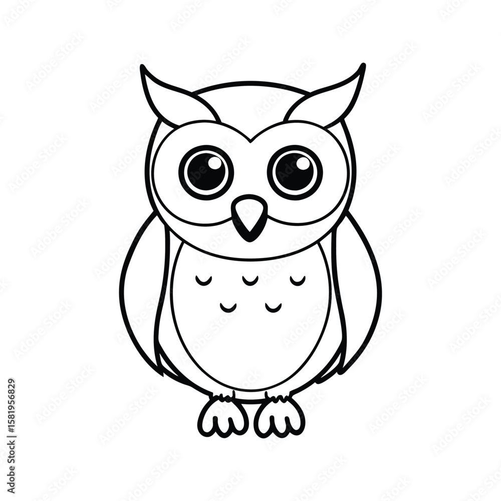 Cartoon owl with big eyes and beak bird animal Cartoon owl with big eyes and beak bird animal
