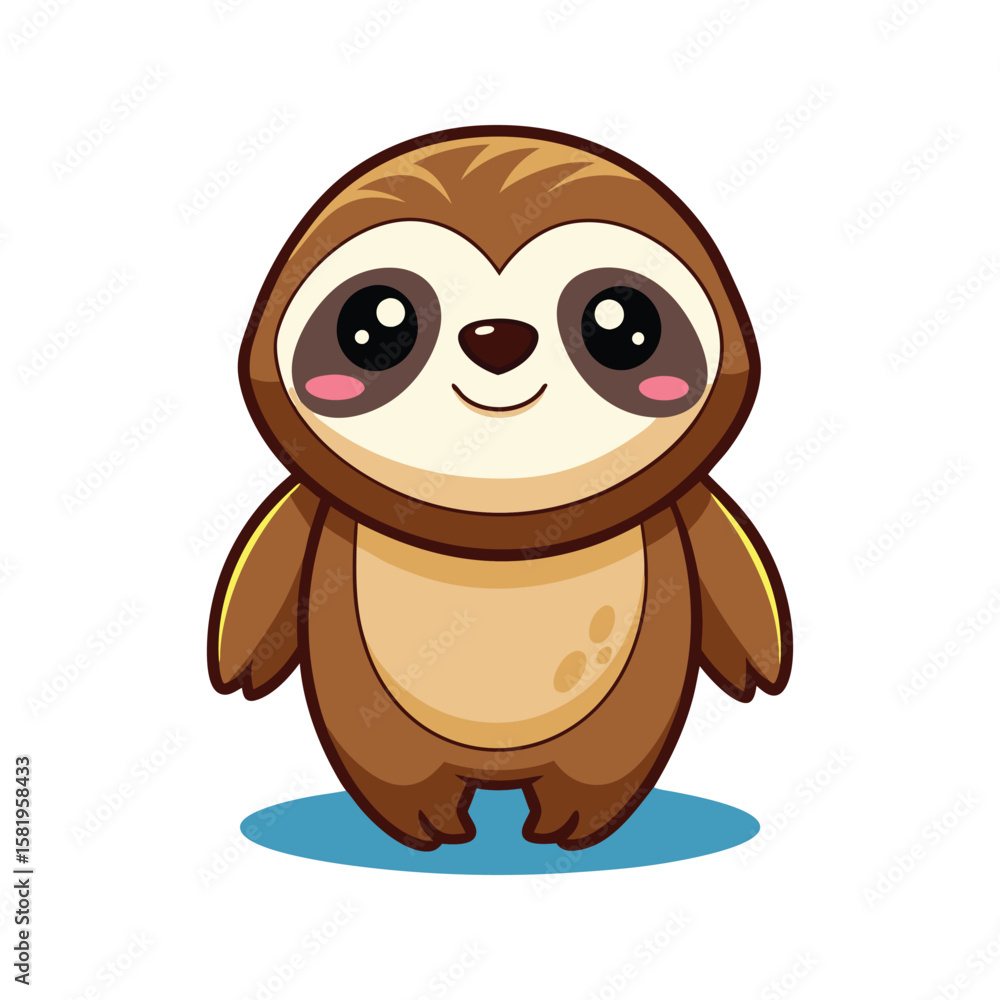 Obraz premium Cute brown sloth with big eyes animal cartoon