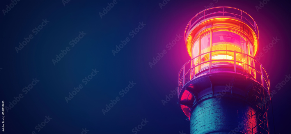 custom made wallpaper toronto digitalVibrant lighthouse beacon glowing in dark night sky with colorful illumination.