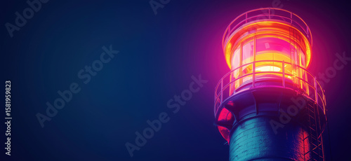 Wallpaper Mural Vibrant lighthouse beacon glowing in dark night sky with colorful illumination. Torontodigital.ca