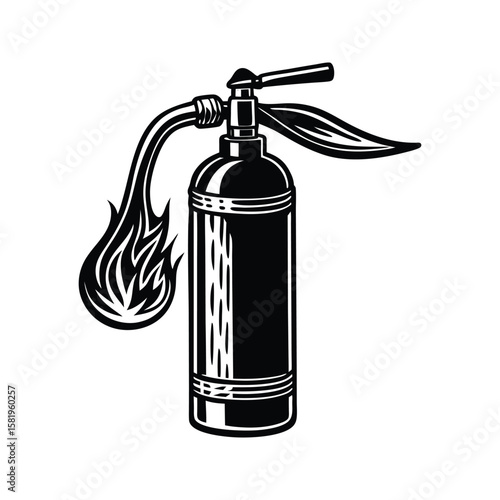 Fire Extinguisher Spraying Flames nozzle safety