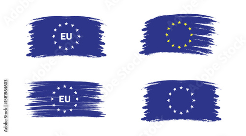 Hand drawn european union stars icon. grunge eu flag. brush 12 stars european union flag png and vector illustration on transparent background