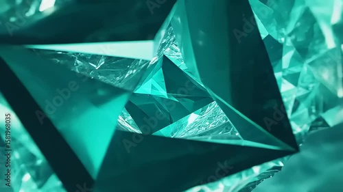 A stunning emerald gemstone surrounded by crystalline structures, reflecting light in a dark setting