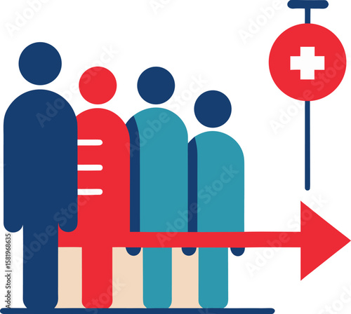 Vaccination Queue People Waiting Silhouette Icon
