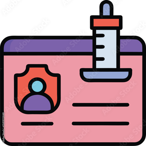Vaccine Card Icon Vector Graphic with Person Silhouette