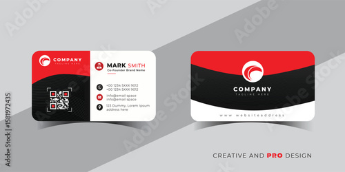 Modern business card design with qr code and company logo