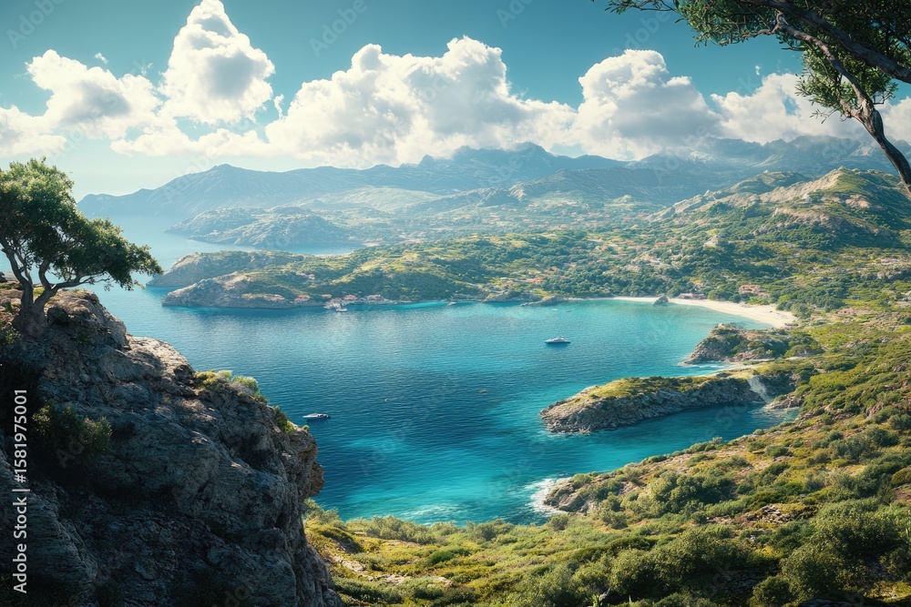 Obraz premium Picturesque coastal view of a Mediterranean bay