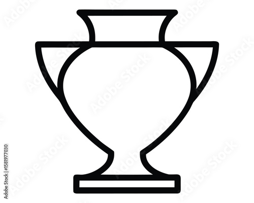 A classic urn is outlined in black, isolated on white background
