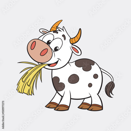 funny cow cartoon clipart white background 