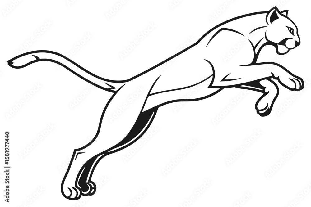 Obraz premium A powerful panther in a dynamic leaping motion