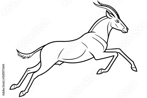 Graceful antelope running isolated on white background