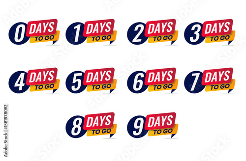 countdown left days banner count time sale nine eight seven six five four three two one zero days left vector illustration