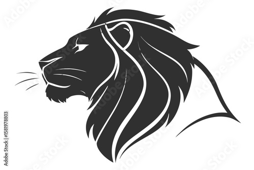 A majestic lions head in profile, exuding power and courage
