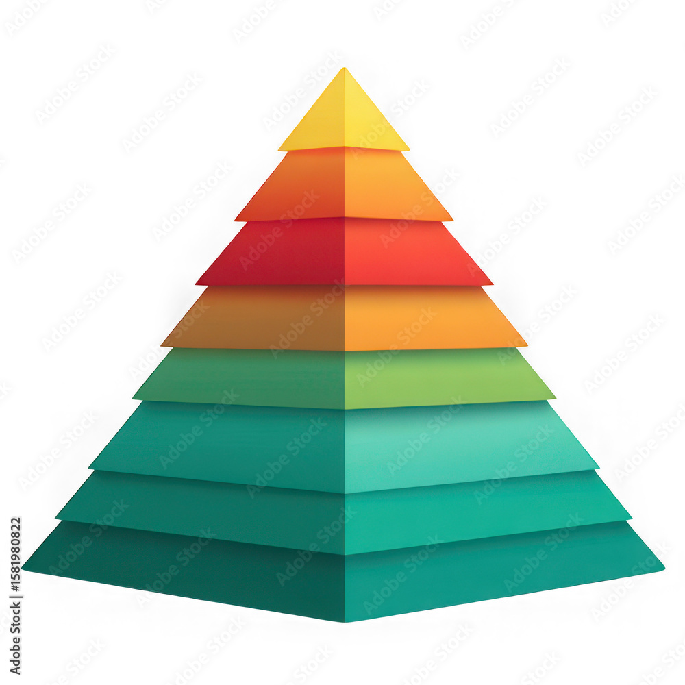 Colorful layered pyramid diagram graphic isolated on transparent background Colorful layered pyramid diagram graphic isolated on transparent background