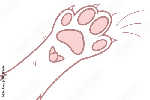 Cute cat paw with pink pads and sharp claws