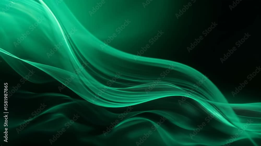 Abstract Green Waves Flowing Across Dark Background in Dynamic Video Abstract Green Waves Flowing Across Dark Background in Dynamic Video