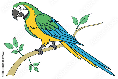 A colorful macaw parrot perched on a branch