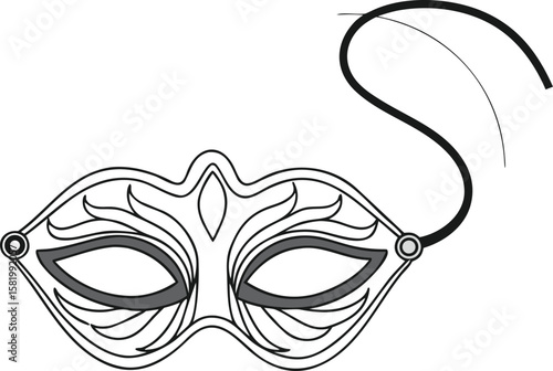 Elegant black masquerade mask design for festive occasions and celebrations featuring intricate details and a sophisticated aesthetic
