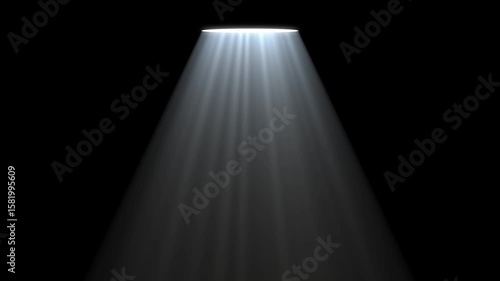Cinematic light beam intro with spotlight shining down on dark background. Perfect for short films, inspirational quotes, Dharma content, business presentations, or branding, dramatic, god light