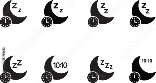 Sleep Time Icon – Moon and Clock Symbol for Sleep Tracking App UI