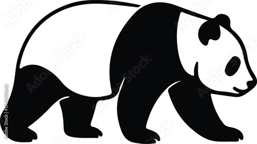 Silhouette panda bear walking animal wildlife conservation Vector Illustrator