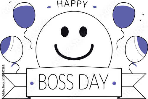 Joyful boss day celebration greeting card design for social media sharing and personal messages